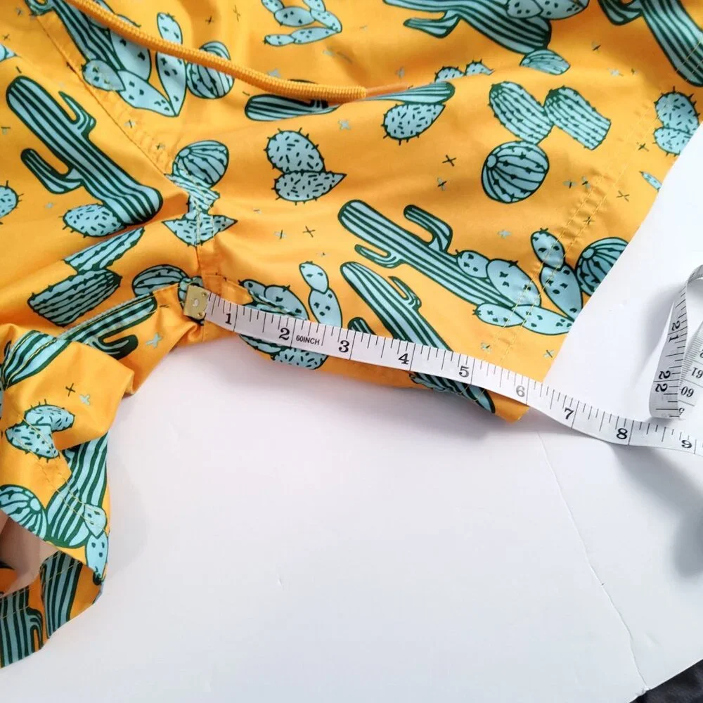 George Mens Cactus Print Swim Shorts Yellow Green Size M - Picture 7 of 8